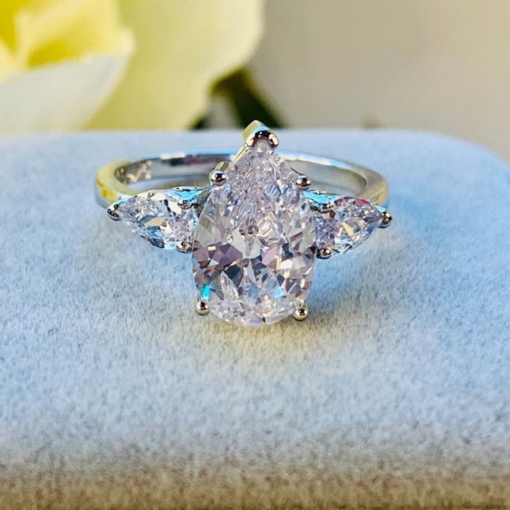 Pear Cut Sterling Silver Ring